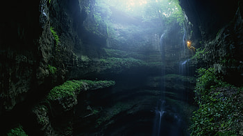 Landscape, Caves, Waterfalls HD wallpaper