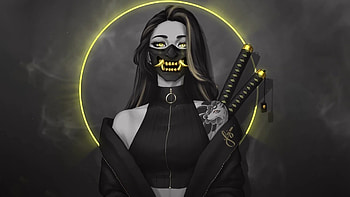 Samurai Girl With Oni Mask - Live, Oni Black HD wallpaper