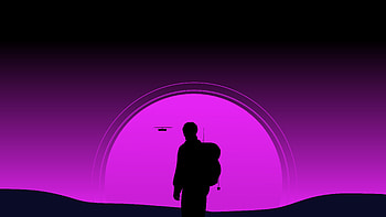 Face To Destiny The Last Light, alone, man, purple, sky, sunset, retro, synthwave, artist, artwork, art, digital-art, deviantart HD wallpaper