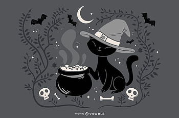 :), black, vexels, bat, cat, hat, pot, witch, night, halloween, pisici HD wallpaper