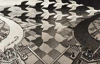 Day and Night, M.C. Escher HD wallpaper