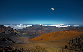 Nature, Sky, Mountains, Clouds, Moon, Height, Descent HD wallpaper