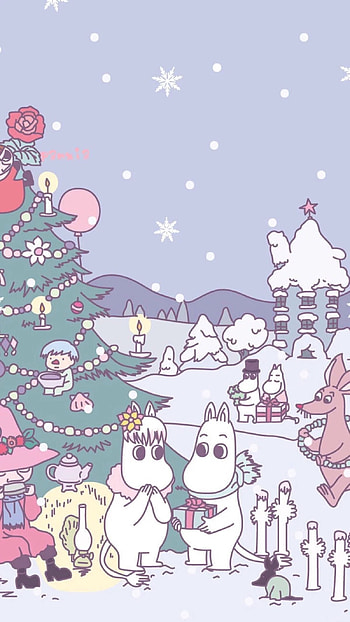 Moomin artwork, Whimsical illustrations, Playful characters, Enchanting atmosphere HD phone wallpaper