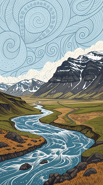 Icelandic Serenity: A Perfect Escape, Iceland, landscape, river, mountain, nature HD phone wallpaper