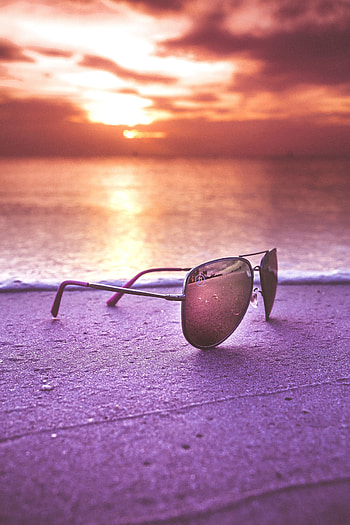 Sunset, Sea, Miscellanea, Miscellaneous, Glasses, Spectacles, Sunglasses HD phone wallpaper