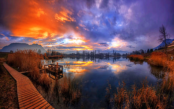 Lake Lights, lake, nature HD wallpaper