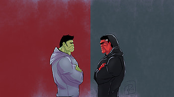 Green And Red Hulk Artwork, artist, superheroes, artwork, digital-art, deviantart, hulk HD wallpaper