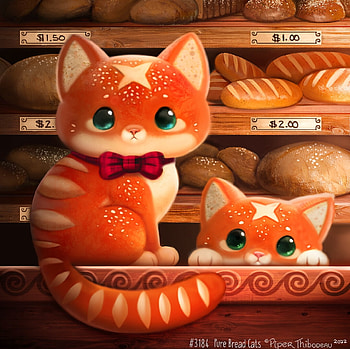 Pure bread cats, art, isici, fantasy, piper thibodeau, breat, cat, orange HD wallpaper