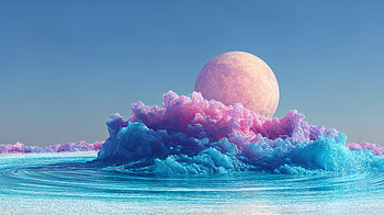 Abstract Dreamscape with Pastel Clouds and Celestial Sphere, Abstract, moon, ocean, cloud, surreal HD wallpaper