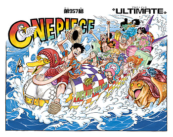 One Piece Color Cover Page 957, Franky (One Piece), Sanji (One Piece), Usopp (One Piece), Roronoa Zoro, Monkey D. Luffy, Anime, One Piece HD wallpaper