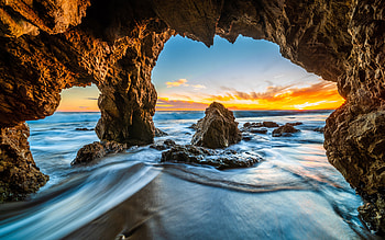 Malibu Cave El Matador State Park, cave, el matador state park, sunset, malibu HD wallpaper