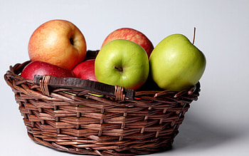 Fruits, Food, Apples, Basket HD wallpaper