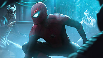Spiderman Neon Glowing World , spiderman, superheroes, artist, artwork, digital-art HD wallpaper