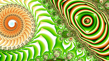 Fractal Art for your - Trippy, orange (Color), green, digital, psychedelic, trippy, Abstract, fractal, abstract green HD wallpaper