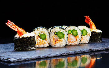 Asian food , Sushi indulgence, Exotic flavors, background HD wallpaper