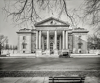 Building, Vintage Car, , Architecture, Black & White, Car, Memorial Continental Hall, Vintage, Washington HD wallpaper