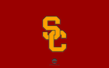 USC Trojans, burgundy background, American football team, USC Trojans emblem, NCAA, California, USA, American football, USC Trojans logo HD wallpaper