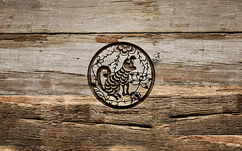 Dog zodiac sign, , chinese zodiac, carving signs, Chinese calendar, Dog zodiac, wooden backgrounds, Chinese Zodiac Signs, creative, Dog HD wallpaper