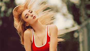 Girl Outdoor Moving Her Hair , girls, model, blonde HD wallpaper