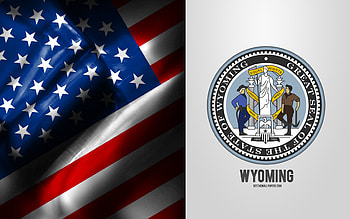 Seal of Wyoming, USA Flag, Wyoming emblem, Wyoming coat of arms, Wyoming badge, American flag, Wyoming, USA HD wallpaper