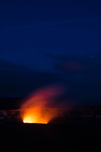 Nature, Sky, Night, Starry Sky, Volcano HD phone wallpaper