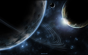 blue planets, blue, rings, planets HD wallpaper