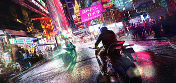 Bikers On Street, cyberpunk, artist, artwork, artstation HD wallpaper
