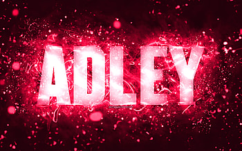 Happy Birtay Adley, , pink neon lights, Adley name, creative, Adley Happy Birtay, Adley Birtay, popular american female names, with Adley name, Adley HD wallpaper