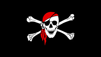 Pirate Flag Skull, pirate, flag, logo, skull, black HD wallpaper