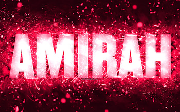 Happy Birtay Amirah, , pink neon lights, Amirah name, creative, Amirah Happy Birtay, Amirah Birtay, popular american female names, with Amirah name, Amirah HD wallpaper