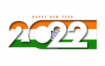 Happy New Year 2022 India, white background, India 2022, India 2022 New Year, 2022 concepts, India, Flag of India HD wallpaper