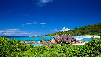 Seychelles beauty, La Digue island, Crystal clear waters, Tropical paradise HD wallpaper