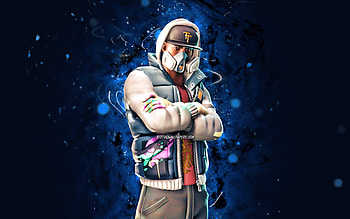 Abstrakt, , blue neon lights, Fortnite Battle Royale, Fortnite characters, Abstrakt Skin, Fortnite, Abstrakt Fortnite HD wallpaper