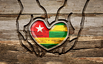 I love Togo, , wooden carving hands, Day of Togo, Togolese flag, Flag of Togo, Take care Togo, creative, Togo flag, Togo flag in hand, wood carving, african countries, Togo HD wallpaper