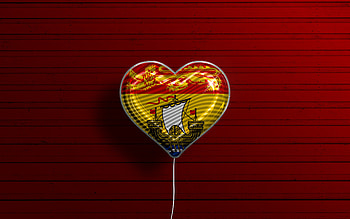 I Love New Brunswick, , realistic balloons, red wooden background, Day of New Brunswick, canadian provinces, flag of New Brunswick, Canada, balloon with flag, Provinces of Canada, New Brunswick flag, New Brunswick HD wallpaper