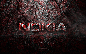 Nokia logo, grunge art, Nokia stone logo, red stone texture, Nokia, grunge stone texture, Nokia emblem, Nokia 3d logo HD wallpaper
