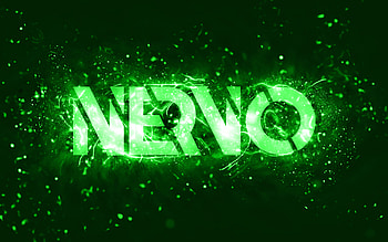Nervo green logo, , Australian DJs, green neon lights, Olivia Nervo, Miriam Nervo, green abstract background, Nick van de Wall, Nervo logo, music stars, Nervo HD wallpaper