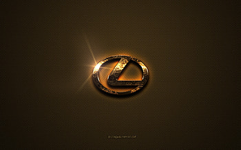 Lexus golden logo, artwork, brown metal background, Lexus emblem, creative, Lexus logo, brands, Lexus HD wallpaper