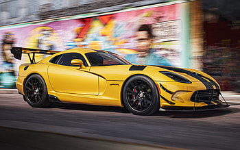 Dodge Viper SRT, front view, exterior, yellow Dodge Viper, yellow sports coupe, american sports cars, Dodge HD wallpaper