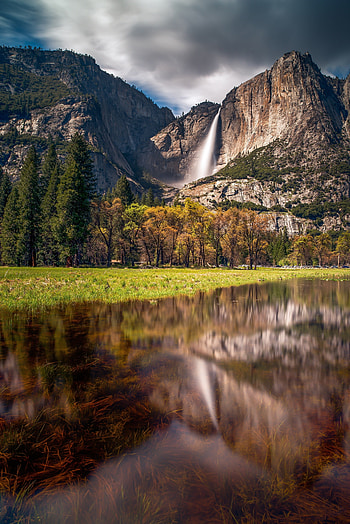 Mountains, waterfall, landscape, nature HD phone wallpaper