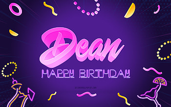 Happy Birtay Dean, , Purple Party Background, Dean, creative art, Happy Dean birtay, Dean name, Dean Birtay, Birtay Party Background HD wallpaper