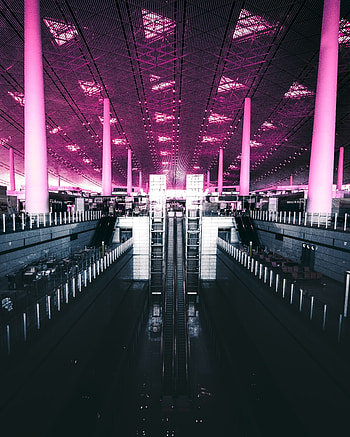 Miscellanea, Miscellaneous, Backlight, Illumination, Premises, Room, Escalator, Ceiling HD phone wallpaper