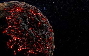 fire planet, galaxy, space object, asteroid, stars, sci-fi, universe, NASA, 3D art HD wallpaper