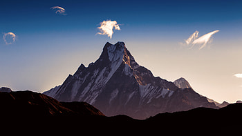 Dawn, sky, himalaya, mountains, peak HD wallpaper