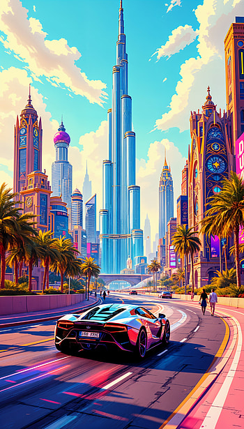 Dubai Dreamscape: Vibrant , Dubai, car, cityscape, Modern Architecture, skyscraper HD phone wallpaper