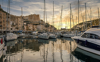 Yachts in Corsica, France, Corsica, France, harbor, yachts HD wallpaper