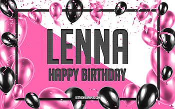 Happy Birtay Lenna, Birtay Balloons Background, Lenna, with names, Lenna Happy Birtay, Pink Balloons Birtay Background, greeting card, Lenna Birtay HD wallpaper
