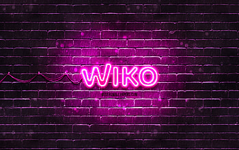 Wiko purple logo, , purple brickwall, Wiko logo, brands, Wiko neon logo, Wiko HD wallpaper