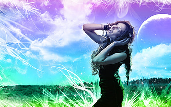 later_that_day, color, dj, grass, lady, music, entertaiment, nature, sky, cloud HD wallpaper