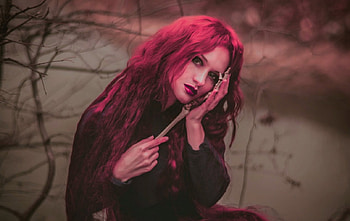 I only want you, goth, redhead, skeleton hand, woman HD wallpaper